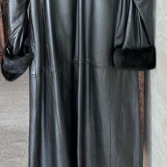 Chosen Couture leather full length coat with fur trim - Picture 8 of 8